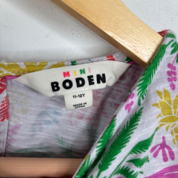 Mini Boden Dress 11-12 Tropical Floral Parrot Pockets Short Sleeve Preppy Beach - Picture 6 of 11